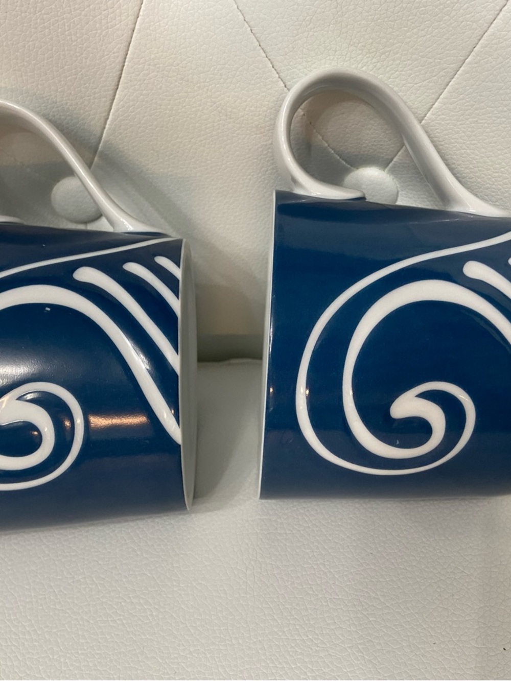 2 STARBUCKS 2008 Etched Blue Wave 🌊 Coffee Mug 13 Ounce Blue/White Collectible - Picture 5 of 17